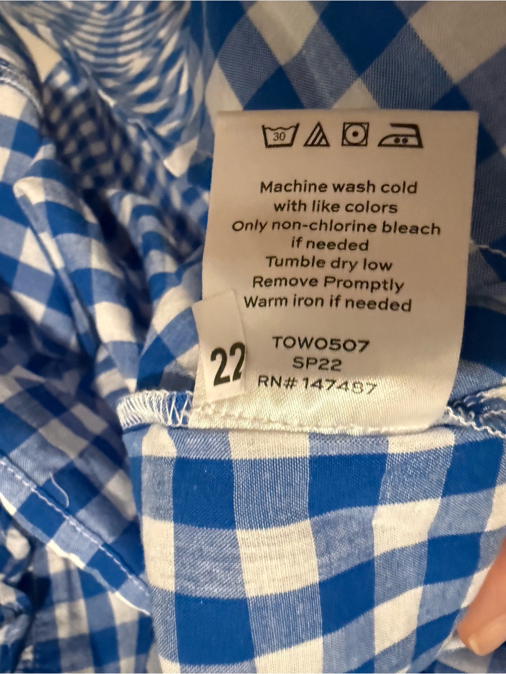 NWT Draper James Blue White Gingham Ruffle Sleeve Button Front Blouse Medium - Picture 6 of 9